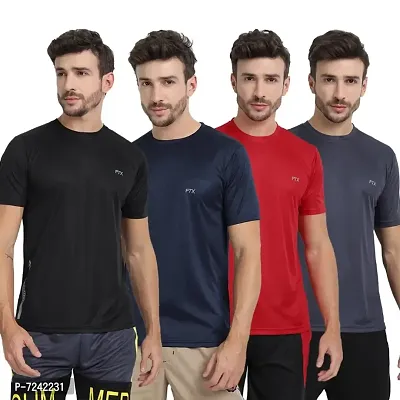 FTX MENS SOLID ROUND NECK T-SHIRT PACK OF 4-thumb0