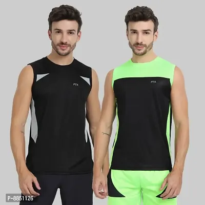 FTX Fancy Multicolor Polyester GYM Vest Pack of 2-thumb0
