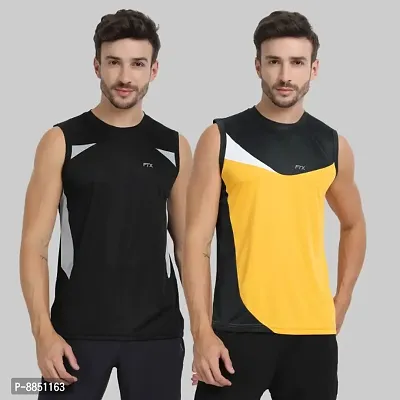 FTX Fancy Multicolor Polyester GYM Vest Pack of 2-thumb0