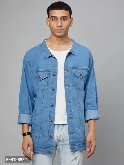 Full sleeve solid men's denim clearance jacket