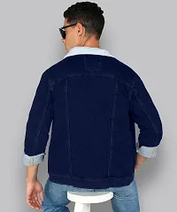 FTX Men Solid Blue Denim Jacket-thumb2