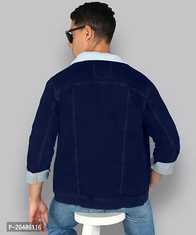 FTX Men Solid Blue Denim Jacket-thumb3