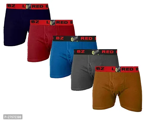 Stylish Multicoloured Cotton Solid Trunks For Men Pack Of 5-thumb0