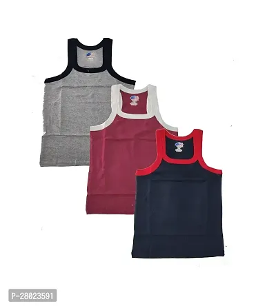 Stylish Multicoloured Cotton Solid Vest For Boys Pack Of 3