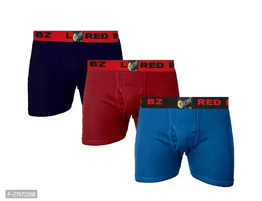 Stylish Multicoloured Cotton Solid Trunks For Men Pack Of 3-thumb0