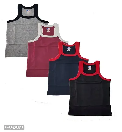 Stylish Multicoloured Cotton Solid Vest For Boys Pack Of 4-thumb0