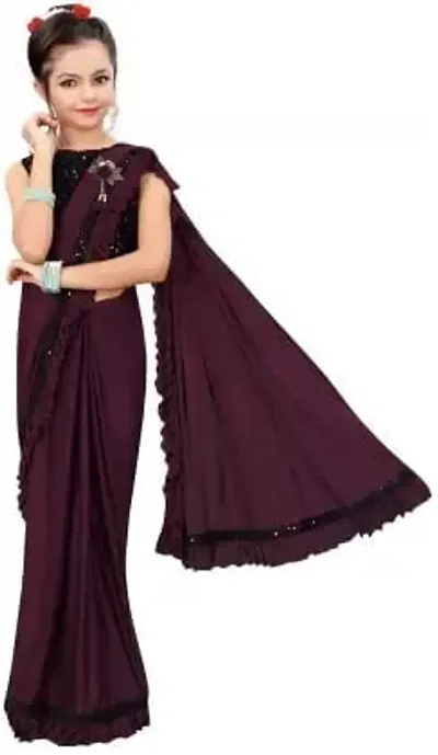 Women Stylish Lycra Self Pattern Saree with Blouse piece