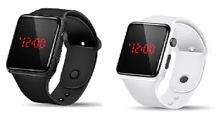 Digital led Watch Black White Combo  For Men  Women(Pack Of 2)-thumb1