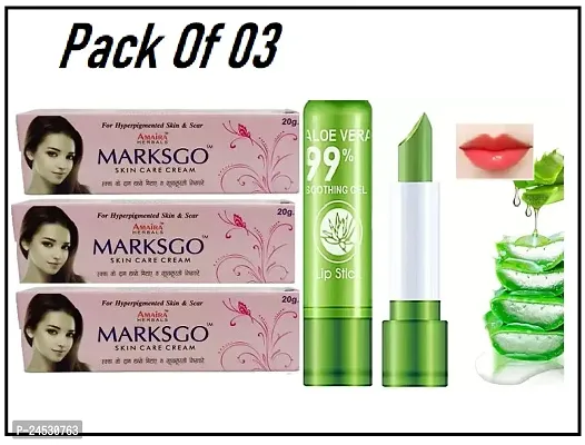 Marksgo Skin Care Whitening Cream 20gm  Aloe Vera lip balm For Women Combo ( Pack Of 03)