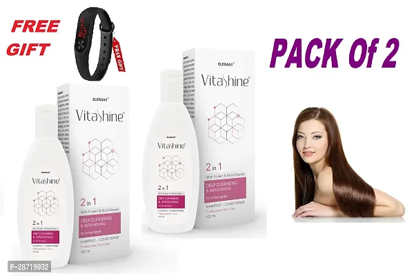 2 In 1 Multivitamin Shampoo For Hair Fall Control  For Men  Women Free M2 Watch ( Pack Of 2)