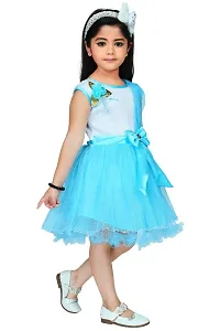 Kids Babygirls Skyblue Net Frocks Set-thumb1