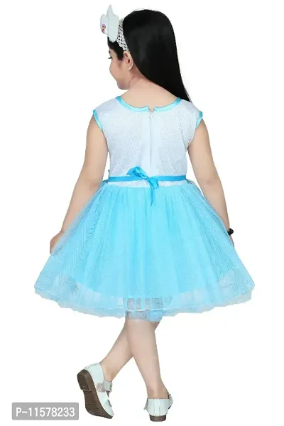 Kids Babygirls Skyblue Net Frocks Set-thumb3