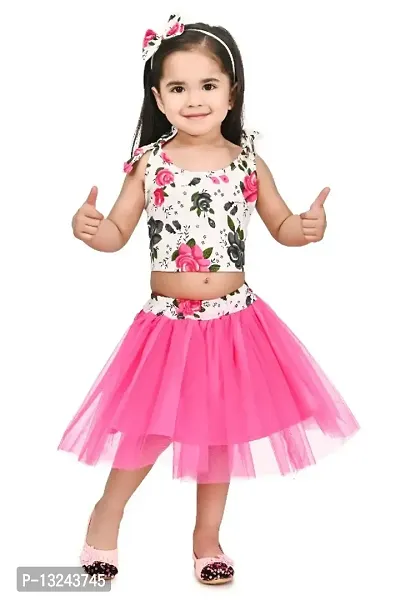 Kids Cotton Skirt Top Set Pink