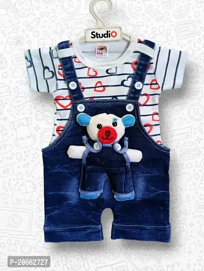 Stylish Multicoloured Cotton Printed Dungarees For Boy