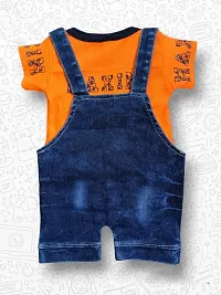 Stylish Blue Cotton Printed Dungarees For Boy-thumb2