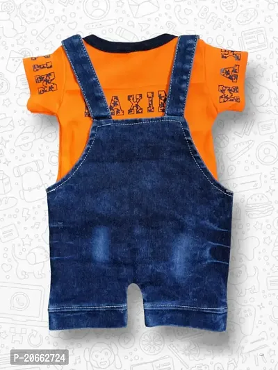 Stylish Blue Cotton Printed Dungarees For Boy-thumb3