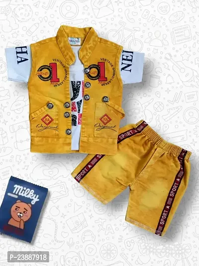 Boy's  Stylish Tshirt Pant  Jacket Set-thumb0