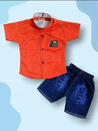 Comfortable Shirts with Jeans Printed Multicoloured For Boys Pack Of 2-thumb1