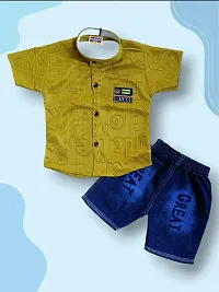 Comfortable Shirts with Jeans Printed Multicoloured For Boys Pack Of 2-thumb1