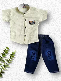 Comfortable Shirts with Jeans Printed Multicoloured For Boys Pack Of 2-thumb2