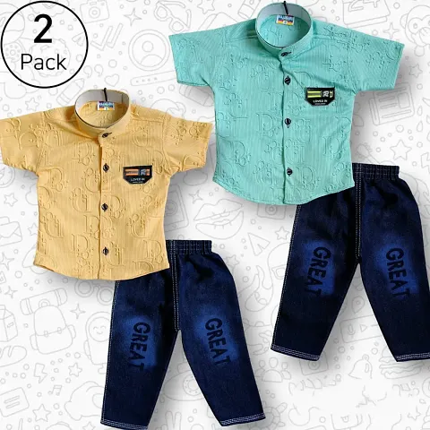 Comfortable Shirts with Jeans For Boys Pack Of 2