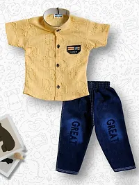 Comfortable Shirts with Jeans Printed Multicoloured For Boys Pack Of 2-thumb2