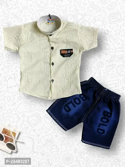 Boys Polyester Shirt with Denim Shorts