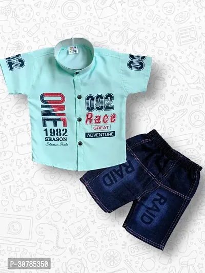 Boys Polycotton Half Sleeve Shirts with Denim Shorts Sets for Kids