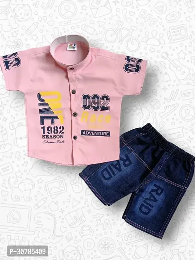 Boys Polycotton Half Sleeve Shirts with Denim Shorts Sets for Kids