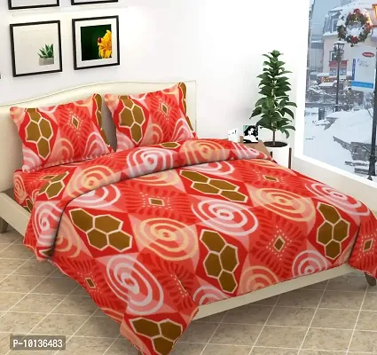 Fabture Fleece Warm Double bedsheet with Pillow Covers for Winters