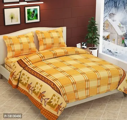 Fabture Fleece Warm Double bedsheet with Pillow Covers for Winters (Standard_Yellow)