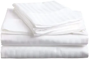 Fabture White Bedsheets for Single Bed, White Single bedsheet, 300TC Satin Strip White Bedsheet Cotton (Single Bed)-thumb3