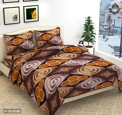 Fabture Fleece Warm Double bedsheet with Pillow Covers for Winters- (Brown, Full)