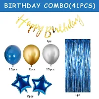 Sort Blue Happy Birthday Decoration - 41 Pcs Birthday Decoration Items /Happy Birthday Decoration Kit / Happy Birthday Banner, Blue Foil Curtain,Star Foil Balloons, Metallic Balloons-thumb1