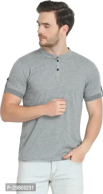 Stylish Cotton Blend T-shirt For Men-thumb0