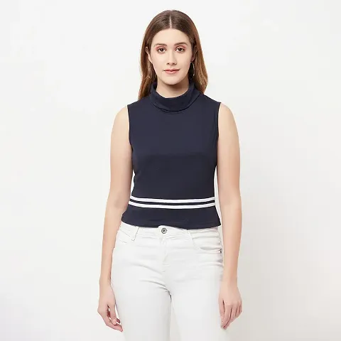 Stylish Blend Casual Solid Top For Women