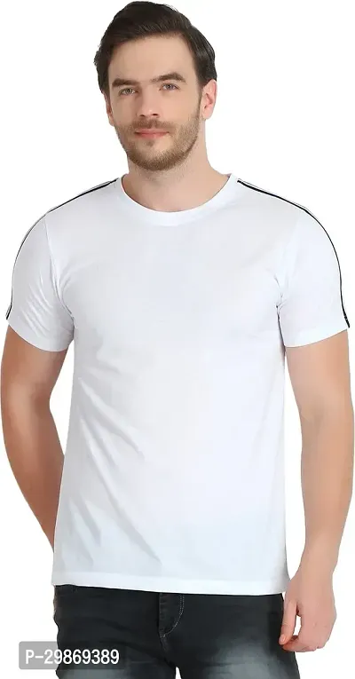 Stylish Cotton Blend T-shirt For Men-thumb0