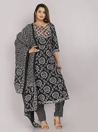 Women Rayon Printed Anarkali Kurti Palazzo With Dupatta-thumb1