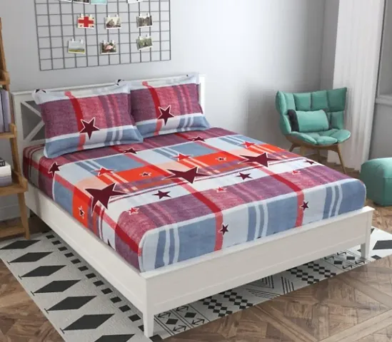 Printed Glace Cotton Queen Size Bedsheets