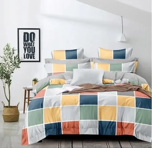 Glace Cotton Geometric Print Double Bedsheets