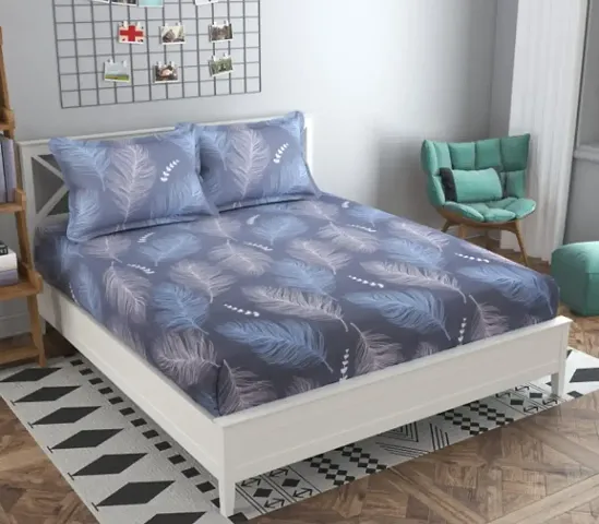 Printed Glace Cotton Double Bedsheet with 2 Pillow Covers