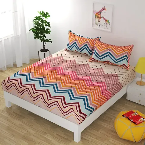 Geometric Print Glace Cotton Printed Bedsheet