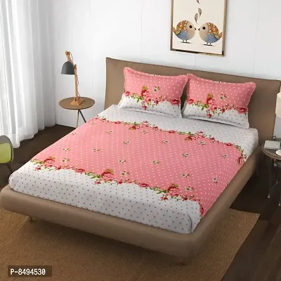 Classic Glace Cotton Printed Double Bedsheet with Pillow Covers