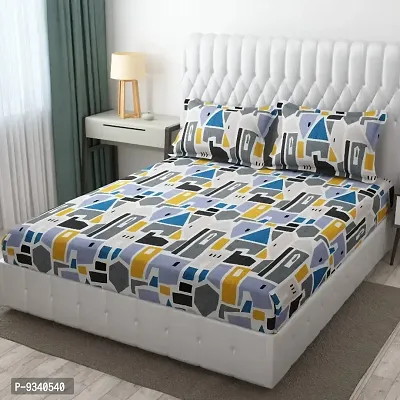 Classic Glace Cotton Printed Double Bedsheet with Pillow Covers