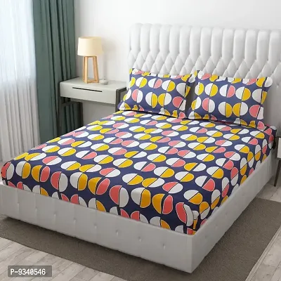 Classic Glace Cotton Printed Double Bedsheet with Pillow Covers-thumb0