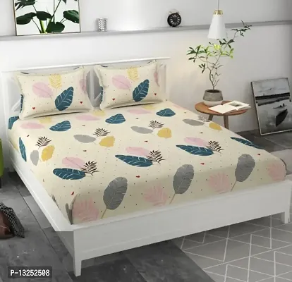 Classic Glace Cotton Printed Double Bedsheet with Pillow Covers