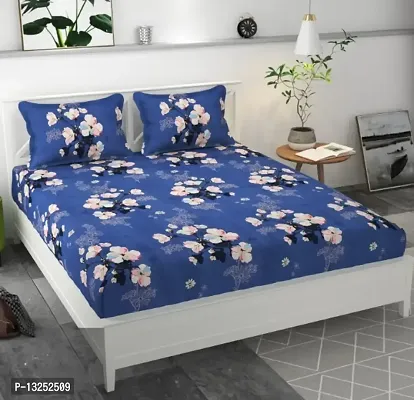 Classic Glace Cotton Printed Double Bedsheet with Pillow Covers-thumb0