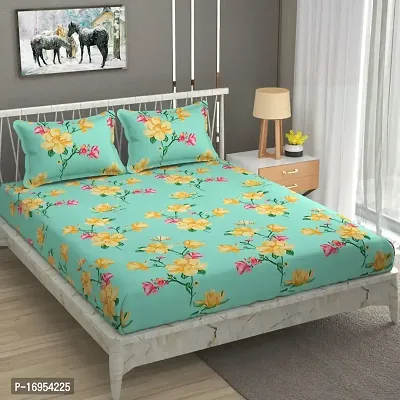 CALLICO GREEN FLOWER NEW KING FITTED BEDSHEETS