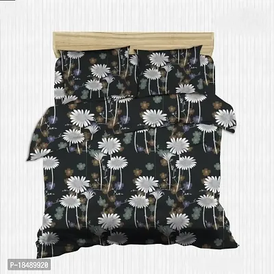 FIBRE TOUCH 3D BED SHEETS BLACK FLOWER