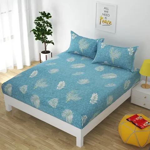 Printed Glace Cotton Double Bedsheet with 2 Pillow Covers